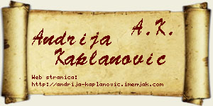 Andrija Kaplanović vizit kartica